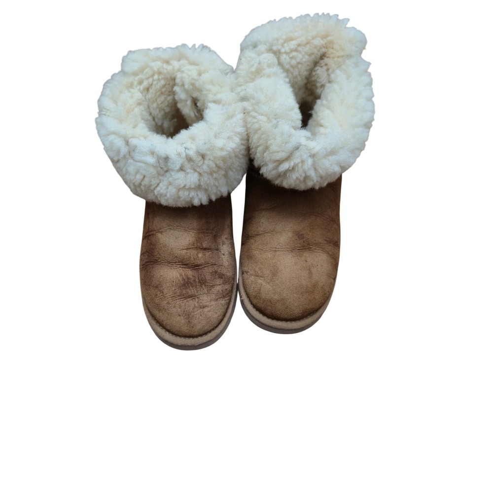UGG 8 Bailey Bow Boots Women 8 Chestnut Brown Suede Shearling Monogram RLA Boot